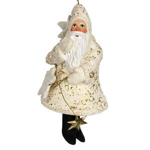 Department 56 Belsnickel Father Frost Santa Ornament White Gold Glitter